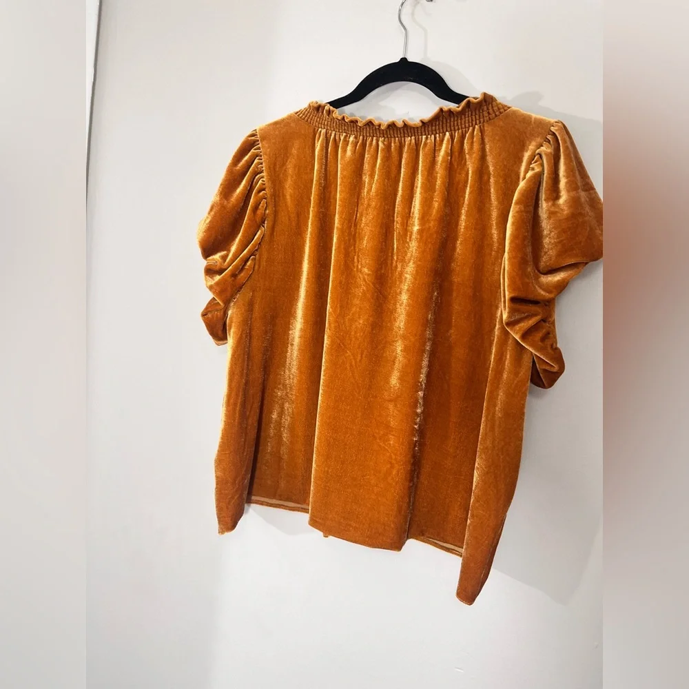 Free People Orange Velvet Blouse - Picture 5 of 8